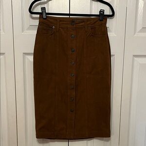 Abercrombie & Fitch Dark Brown Button-Front Faux Suede Pencil Skirt Size 4